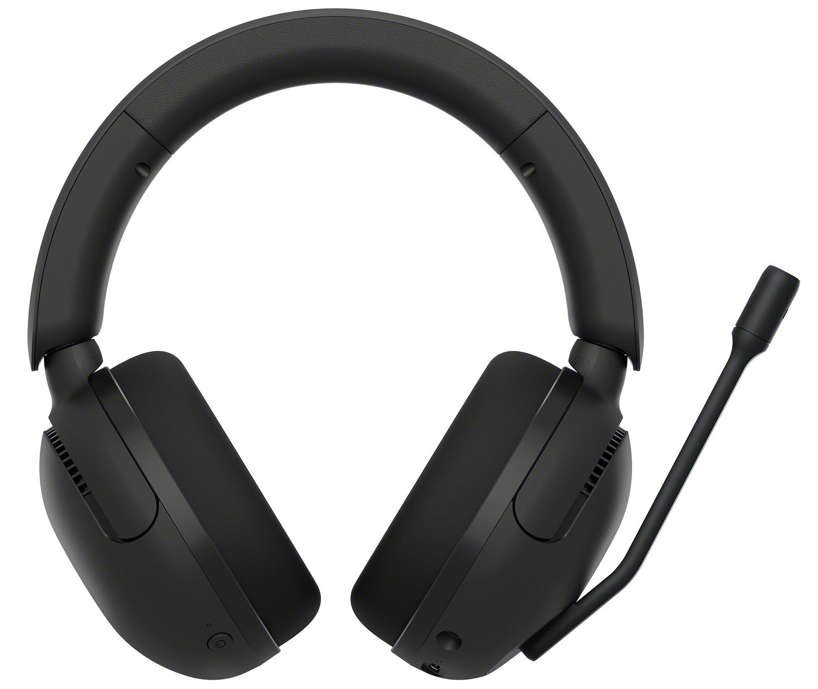 Czarne słuchawki z mikrofonem. Słuchawki mają konstrukcję nauszną.