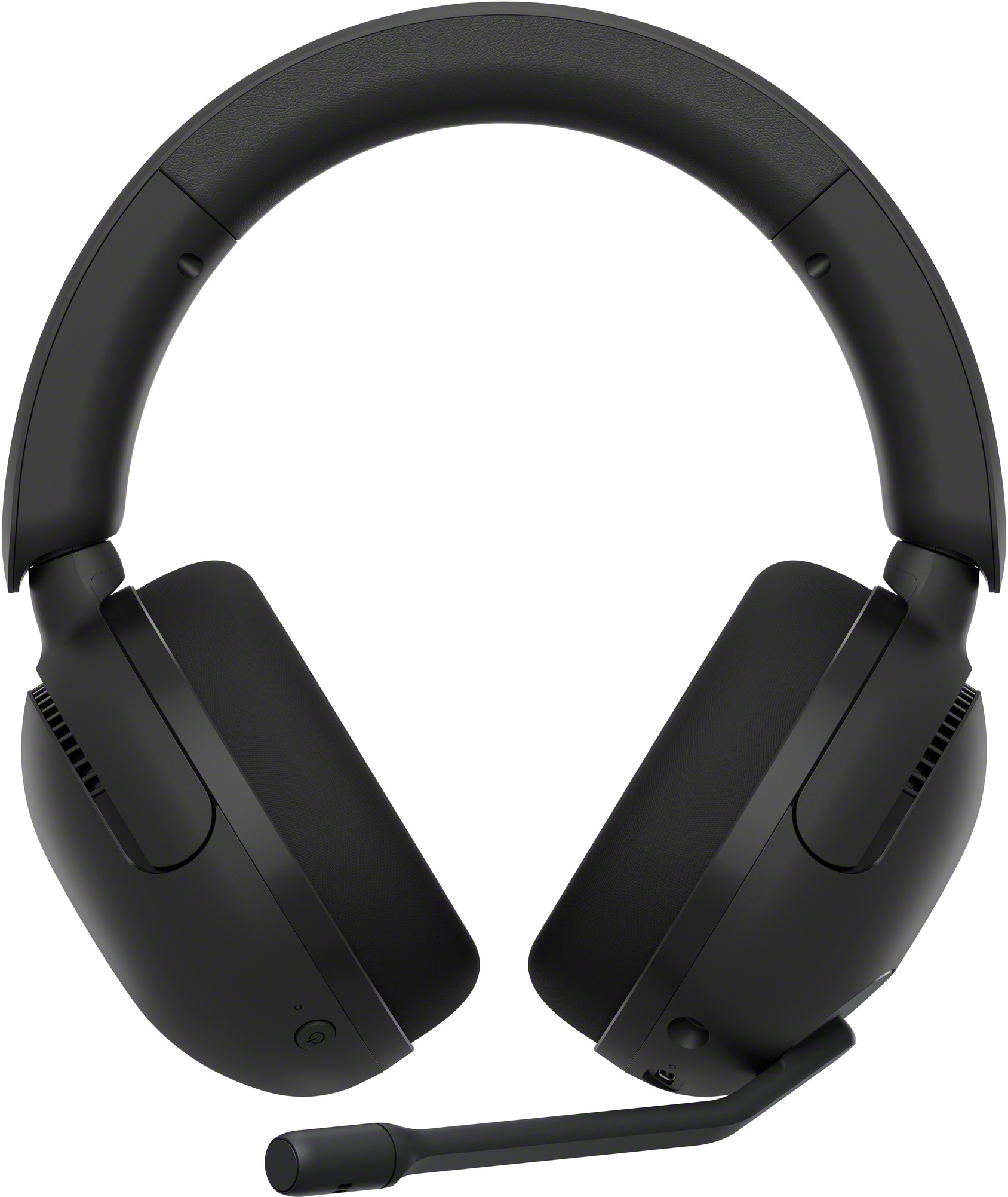 Casque noir avec un microphone sur l'écouteur gauche. Le microphone est réglable.