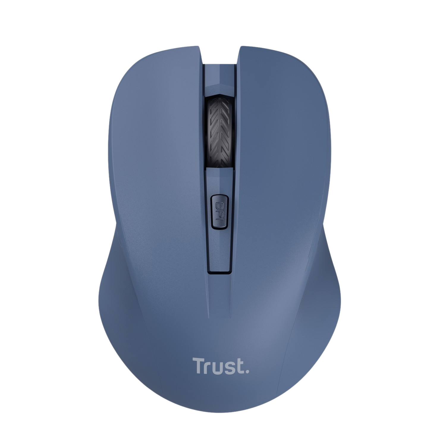 Souris d'ordinateur Trust bleue avec molette de défilement et bouton DPI.