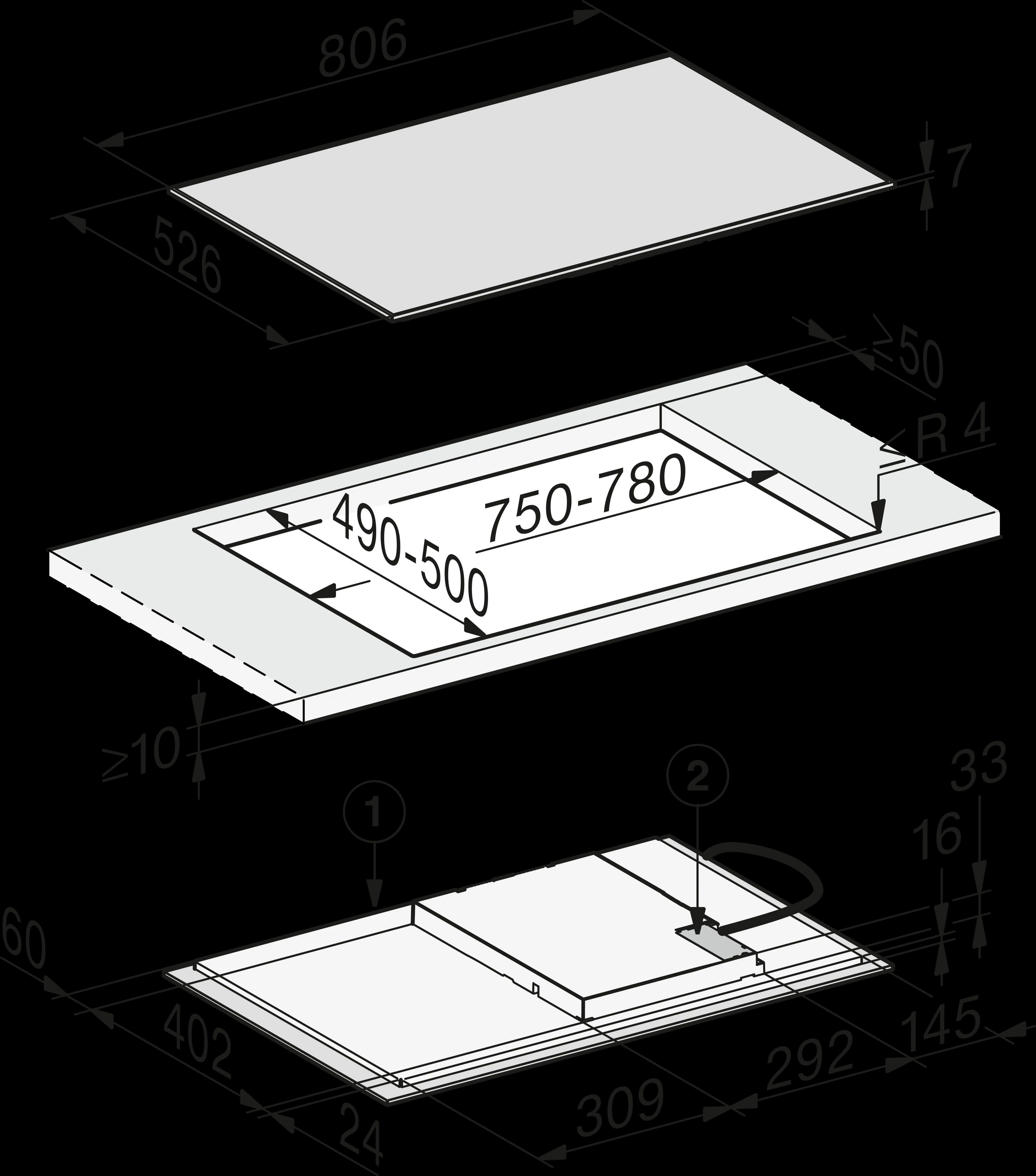 MIELE KM 7373 FR Kochfeld (806 mm breit, 4 Kochfelder, Induktion