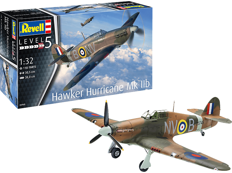 REVELL 04968 Hawker Hurricane Mk Modellbausatz, IIb Mehrfarbig