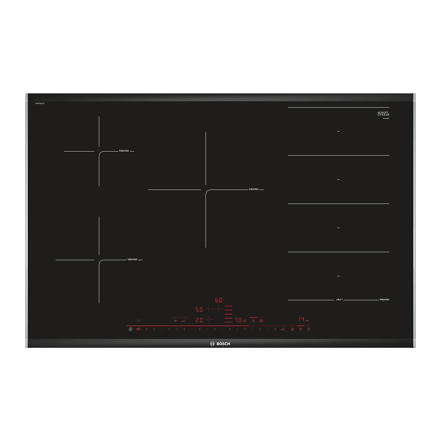 Piano Cottura A Induzione Bosch Pxv875dc1e , 5 zone cottura, 81,6 cm x 52,7