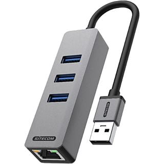 SITECOM USB-A to Ethernet + 3x USB hub