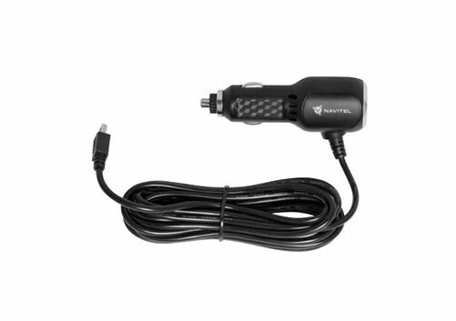 Czarna ładowarka samochodowa z kablem USB, leżąca na białej powierzchni.