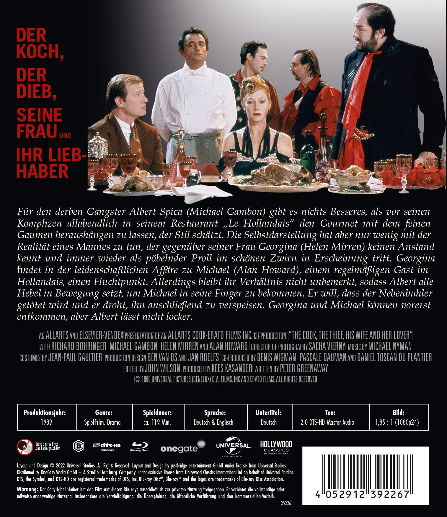 Rückseite einer DVD mit verschiedenen Personen an einem Tisch. Text in mehreren Sprachen.