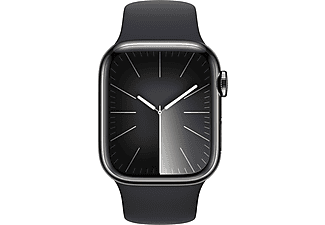 APPLE Watch Series 9 GPS + Cellular MRJ83TU/A  41 mm Grafit Paslanmaz Çelik Kasa ve Gece Yarısı Spor Kordon - S/M_1