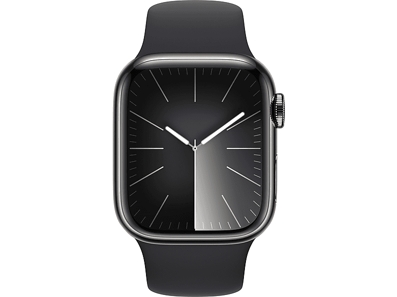 APPLE Watch Series 9 GPS + Cellular MRJ83TU/A  41 mm Grafit Paslanmaz Çelik Kasa ve Gece Yarısı Spor Kordon - S/M_1