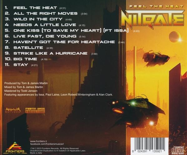 CD-Cover mit einer Liste von Songtiteln und einer futuristischen Landschaftsszene.