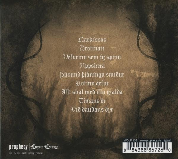 Albumcover mit dunklem, strukturiertem Hintergrund. Der Text erscheint in kreisförmiger Anordnung mit dem Albumtitel.