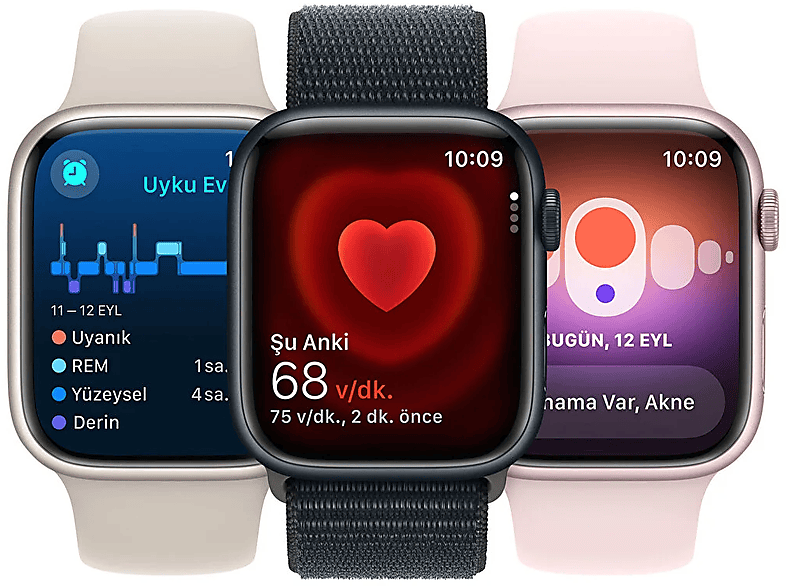 APPLE Watch Series 9 GPS + Cellular MRJ53TU/A  41 mm Altın Rengi Paslanmaz Çelik Kasa ve Kil Rengi Spor Kordon - S/M_3