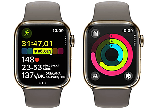 APPLE Watch Series 9 GPS + Cellular MRJ53TU/A  41 mm Altın Rengi Paslanmaz Çelik Kasa ve Kil Rengi Spor Kordon - S/M_4