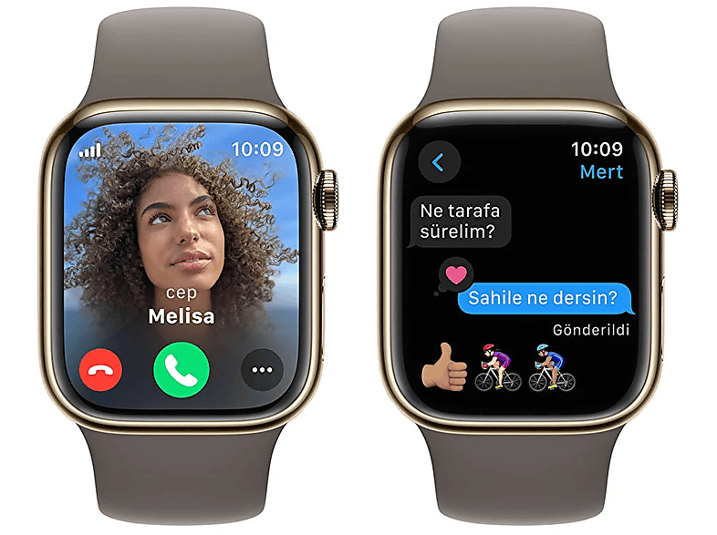 APPLE Watch Series 9 GPS + Cellular MRJ53TU/A  41 mm Altın Rengi Paslanmaz Çelik Kasa ve Kil Rengi Spor Kordon - S/M_7