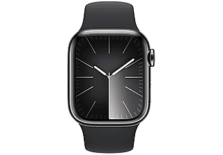 APPLE Watch Series 9 GPS + Cellular MRJ93TU/A  41 mm Grafit Paslanmaz Çelik Kasa ve Gece Yarısı Spor Kordon - M/L_1