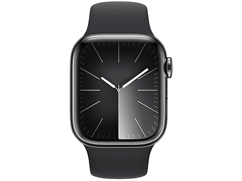 APPLE Watch Series 9 GPS + Cellular MRJ93TU/A  41 mm Grafit Paslanmaz Çelik Kasa ve Gece Yarısı Spor Kordon - M/L_1