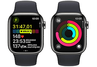 APPLE Watch Series 9 GPS + Cellular MRJ93TU/A  41 mm Grafit Paslanmaz Çelik Kasa ve Gece Yarısı Spor Kordon - M/L_7