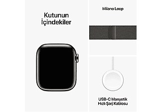 APPLE Watch Series 9 GPS + Cellular MRJA3TU/A  41 mm Grafit Paslanmaz Çelik Kasa ve Grafit Milano Loop_7