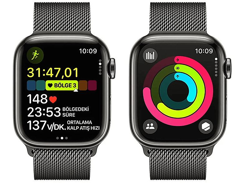 APPLE Watch Series 9 GPS + Cellular MRJA3TU/A  41 mm Grafit Paslanmaz Çelik Kasa ve Grafit Milano Loop_9