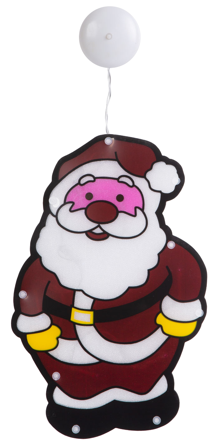 FAMILY CHRISTMAS LED-es PVC ablakdekor, mikulás, 27 x 17 cm, hidegfehér, 3 AAA (56530E)