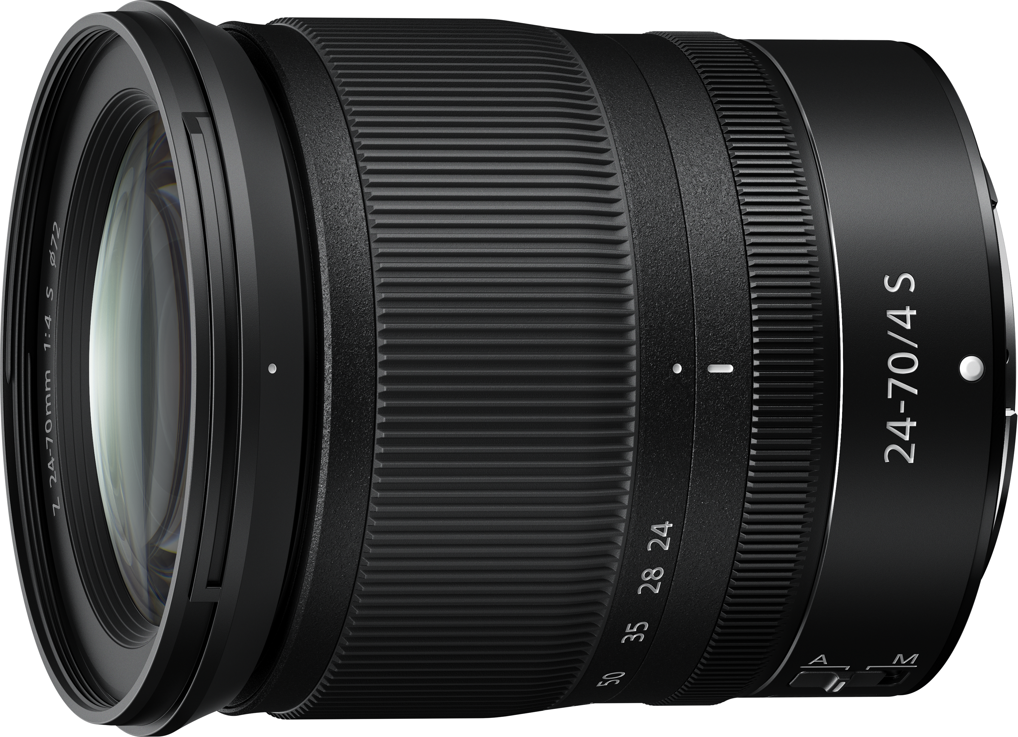 Un objectif noir Nikon 24-70mm f/4 S.