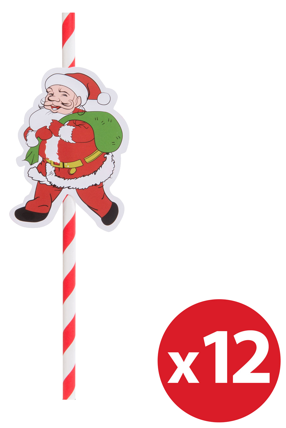 FAMILY CHRISTMAS Papír szívószál, karácsony, 12 db / csomag (57603D)