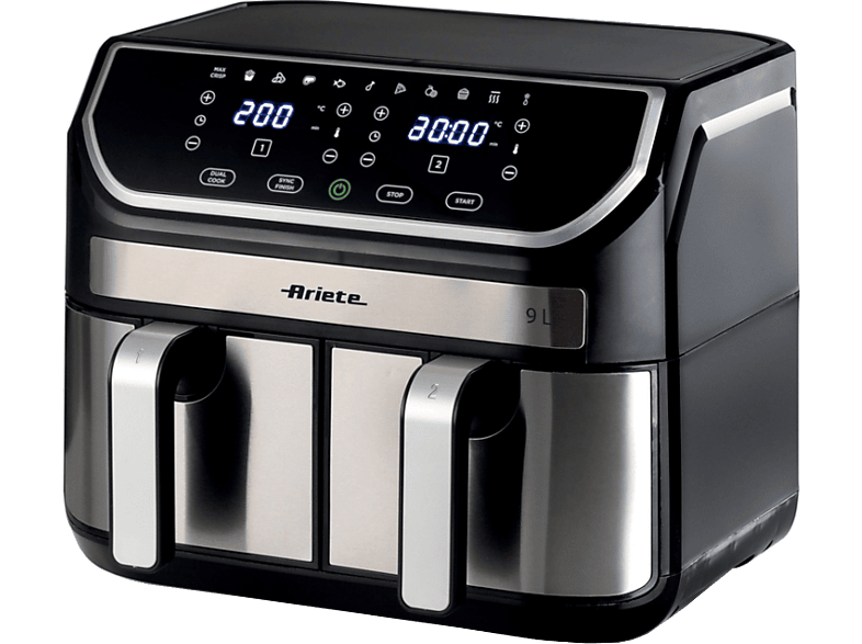 ARIETE 4625 AIR FRYER DUAL METAL 9 Literes Forrólevegős sütő, 2100W, fekete/ezüst