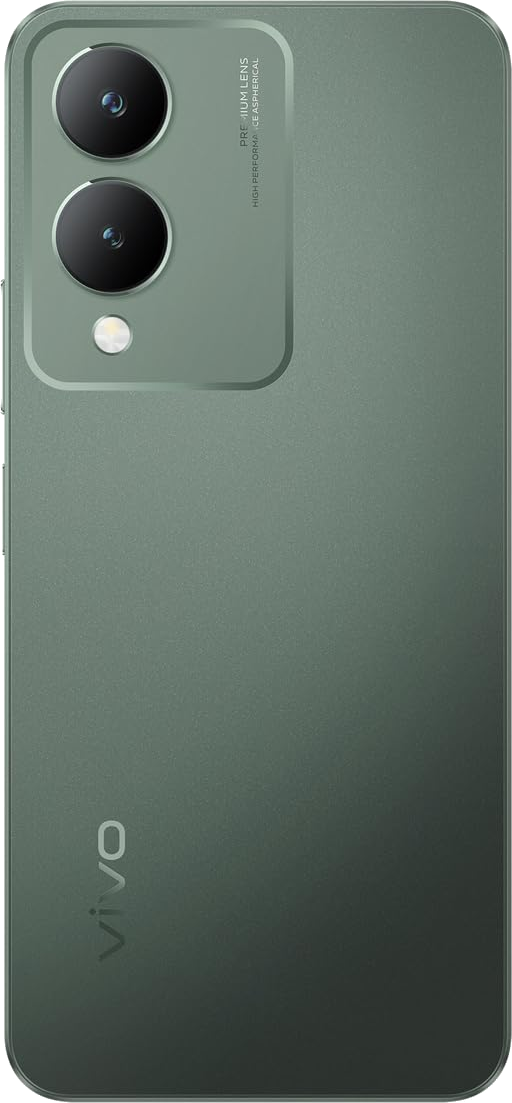 Grünes Telefon mit zwei Kameras und weißem Logo auf der Rückseite.