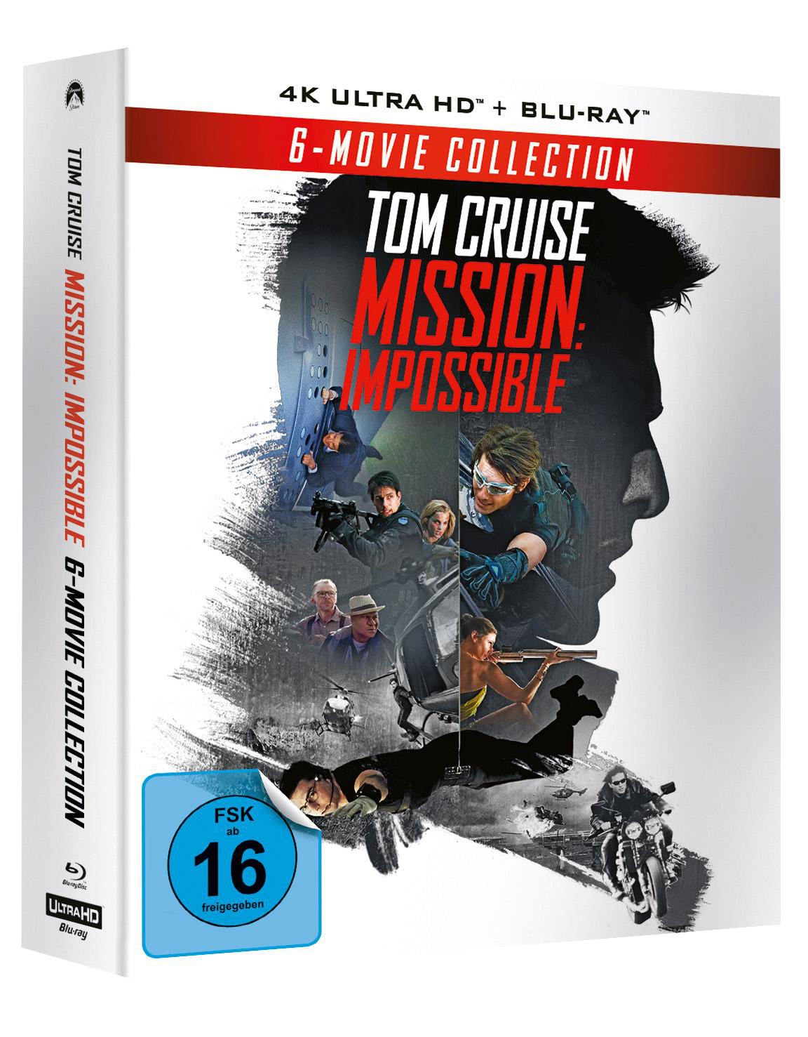 Filmbox-Set. Tom Cruise-Bild und Titel 'Mission Impossible' werden angezeigt. Weißer Hintergrund.