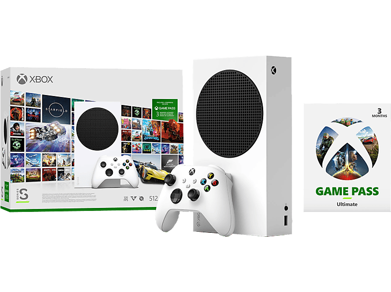Consola - Microsoft Xbox Series S, 512 GB SSD, Blanco + Game Pass Ultimate (3 meses)