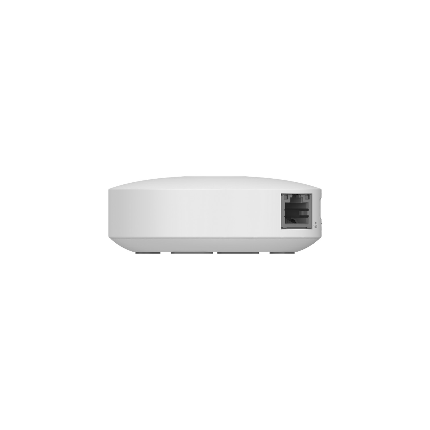 A white device with a port and a gray bottom, against a white background.