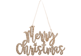 FAMILY CHRISTMAS Karácsonyi dekoráció, "Merry Christmas" felirat, 20 x 12 cm, arany (58541A)