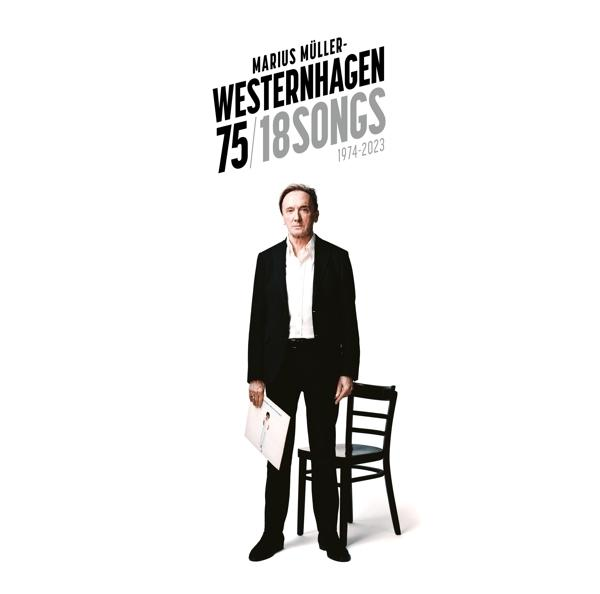 Albumcover mit Marius Müller-Westernhagen im schwarzen Anzug, neben einem Stuhl stehend. Text oben.