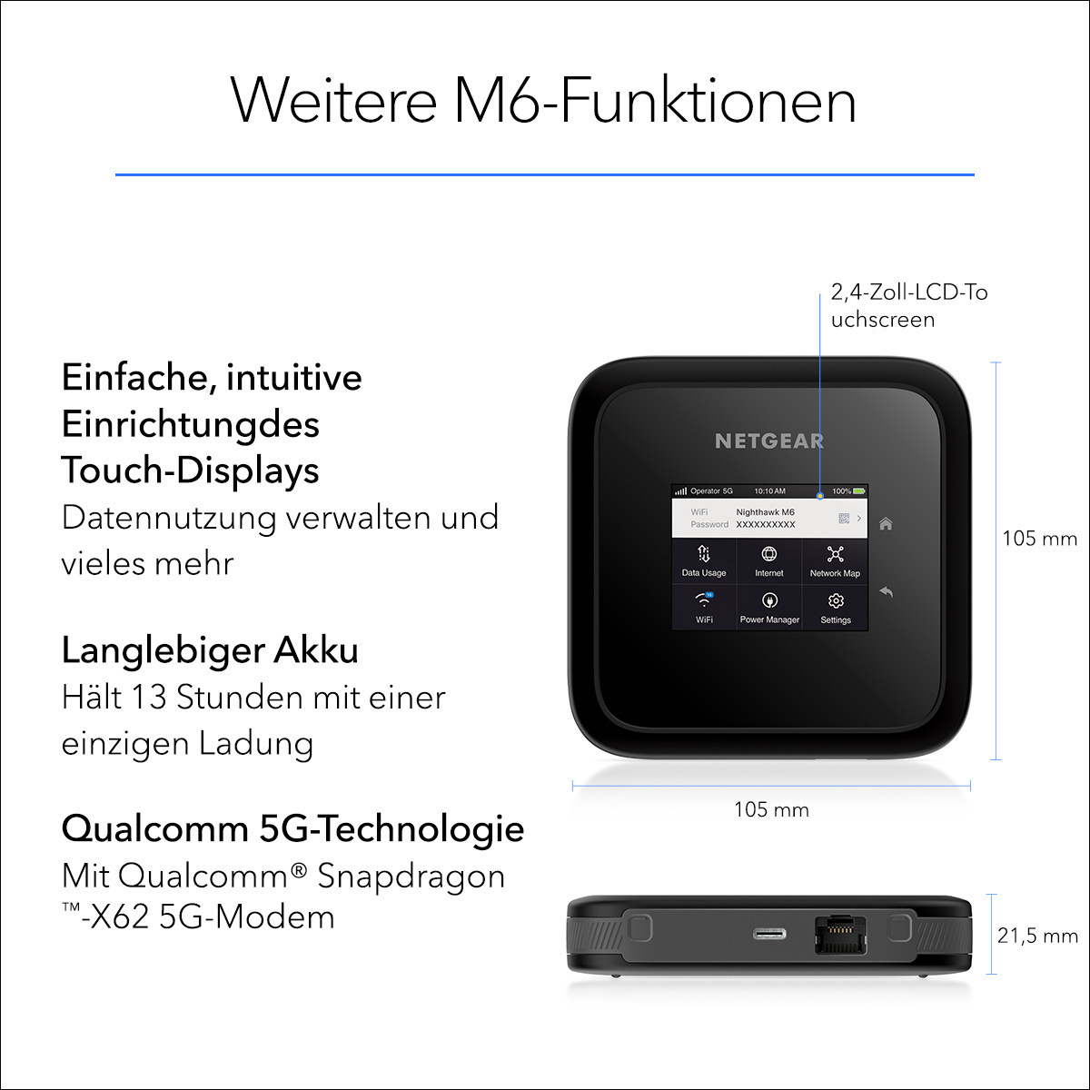 Schwarz-weißer mobiler Netgear-Hotspot.