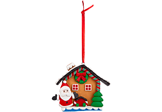 FAMILY CHRISTMAS Karácsonyi mágneses dekoráció, 2 az 1-ben, mézeskalács házikó mikulással, 85 x 75 mm (58553A)