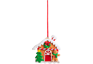 FAMILY CHRISTMAS Karácsonyi mágneses dekoráció, 2 az 1-ben, mézeskalács házikó mézivel, 85 x 75 mm (58553C)