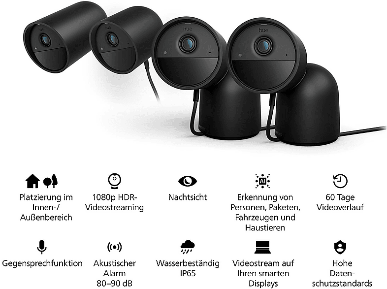 Philips Hue Secure, Überwachungskamera (Anzahl Kameras: 1, für Innen + Außen, Nachtsichtfunktion, Netzbetrieb, Schwarz) — Foto 5 von 5