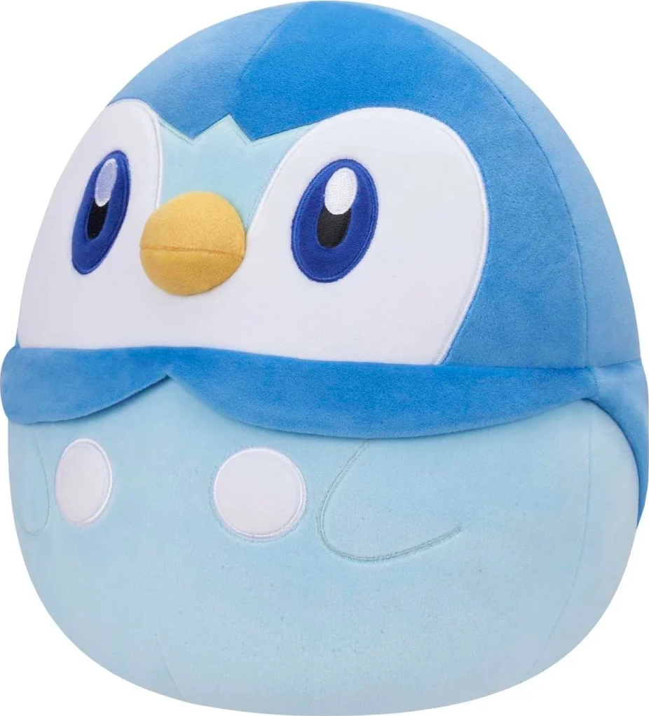Ein Plüschtier von Piplup, blau und weiß, eiförmig.
