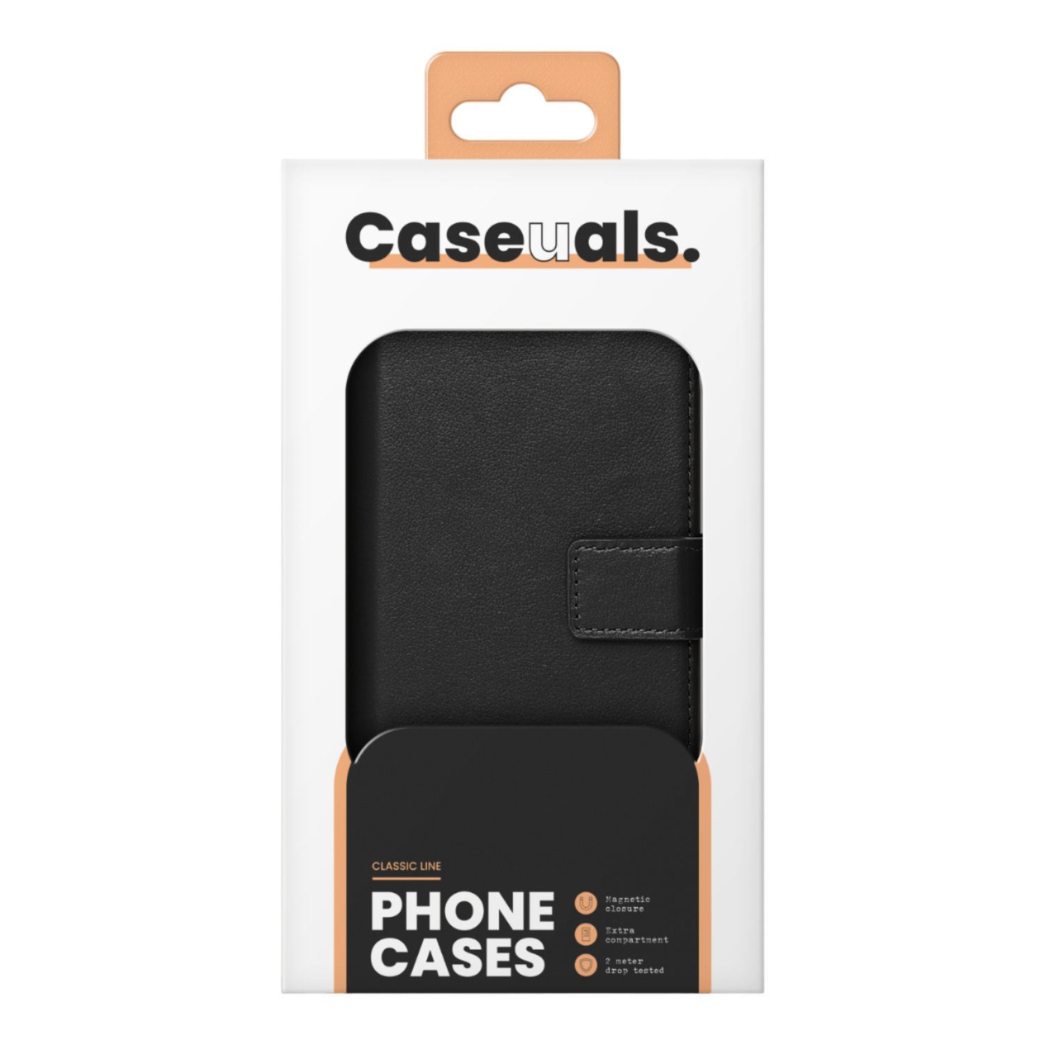 Caseuals 2-in-1 Leather Wallet Bookcase Met Magsafe Voor Apple Iphone 15 Plus Zwart