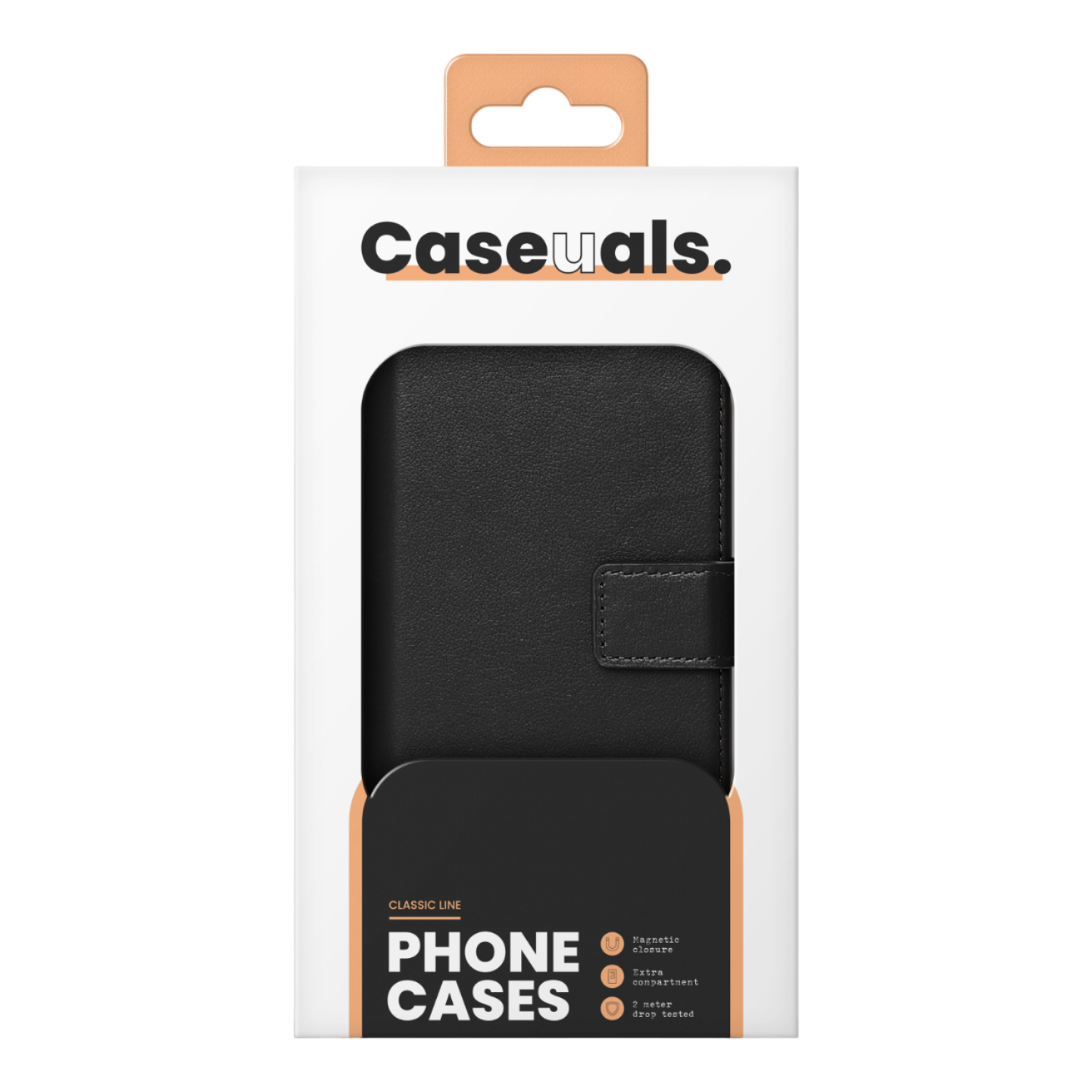 Caseuals 2-in-1 Leather Wallet Bookcase Met Magsafe Voor Apple Iphone 15 Pro Max Zwart