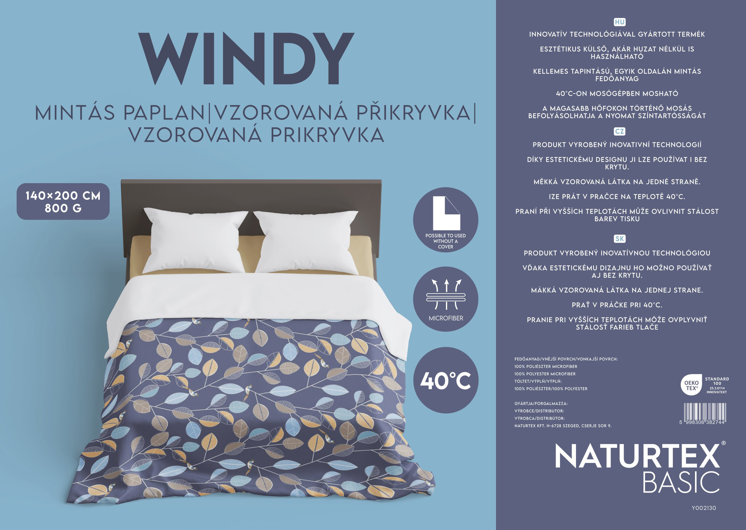 NATURTEX Microfiber Windy mintás őszi paplan, 140x200cm, 800g