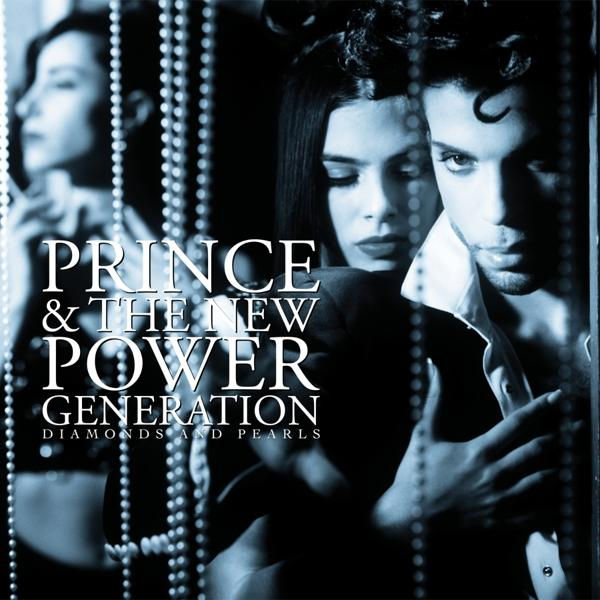 Album borító: Prince & The New Power Generation. Két ölelkező ember, gyöngyök és szöveg.