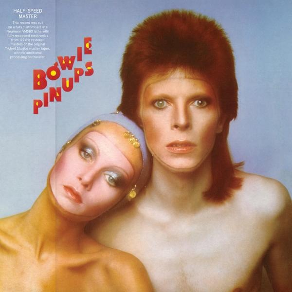 Album borító két emberrel. Az egyik narancssárga hajjal és sminkkel. A cím 'Bowle Pinups'.