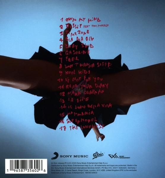 Rückseite eines Albums mit Trackliste und Nahaufnahme von Händen. Sony Music Logo vorhanden.