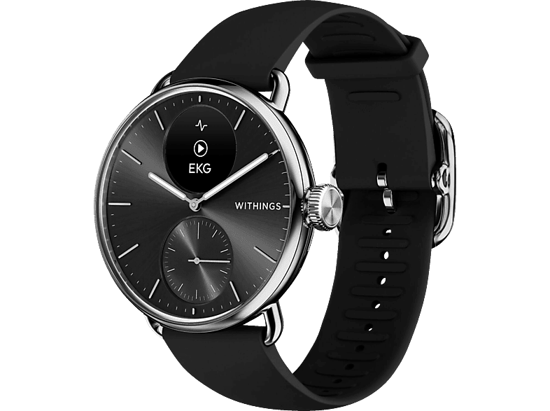 WITHINGS ScanWatch 2 Smartwatch Edelstahl Armbandmaterial: Edelstahl, Kautschuk, 38 mm, Schwarz