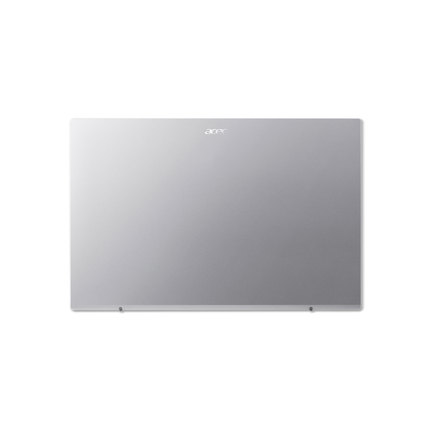 Silver laptop with Acer logo on a black background.