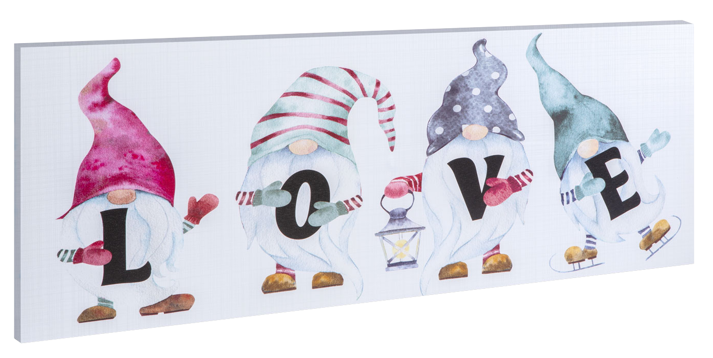 FAMILY DECOR LED-es fali kép, "LOVE" manók, 70 x 30 cm, 6 LED, melegfehér (58477)