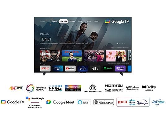 TCL 98UHD870 (98 Zoll, 4K HDR TV mit Google TV und Game Master Pro 2.0, 144Hz Motion Clarity Pro, Sprachassistent)