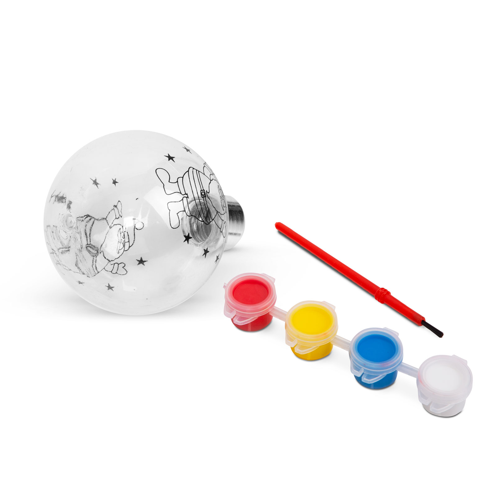 FAMILY CHRISTMAS Kifesthető karácsonyfa dísz, gömb + festék és ecset, 80 mm (58573)