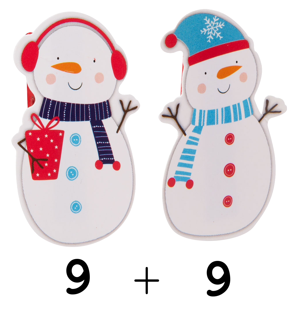 FAMILY CHRISTMAS Karácsonyi csipesz szalaggal, hóember, 22 x 35 mm, 18 db, 2 méter / csomag (58526B)