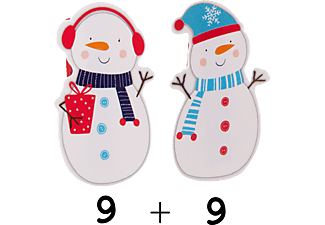 FAMILY CHRISTMAS Karácsonyi csipesz szalaggal, hóember, 22 x 35 mm, 18 db, 2 méter / csomag (58526B)