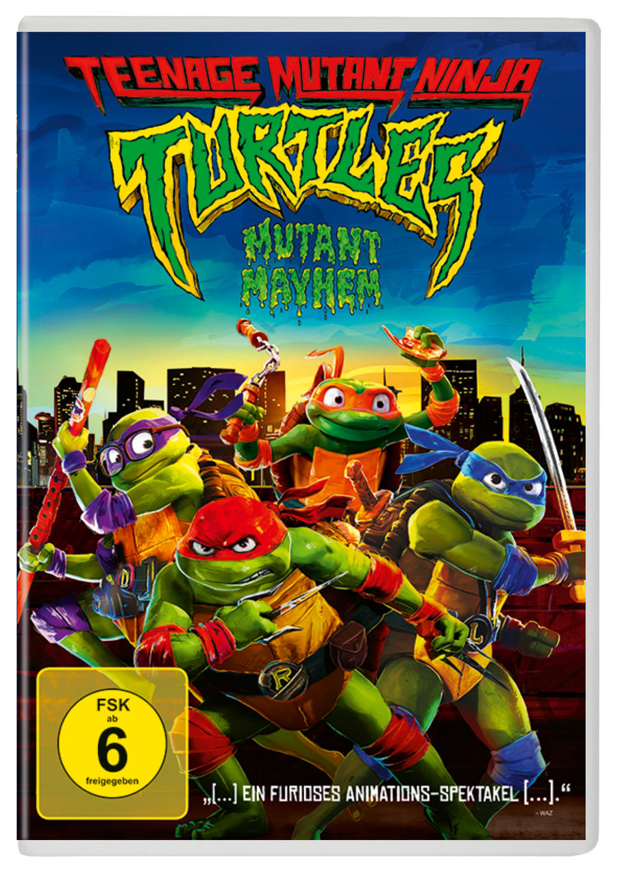 Teenage Mutant Ninja Turtles DVD-Cover mit den Turtles in Aktion.